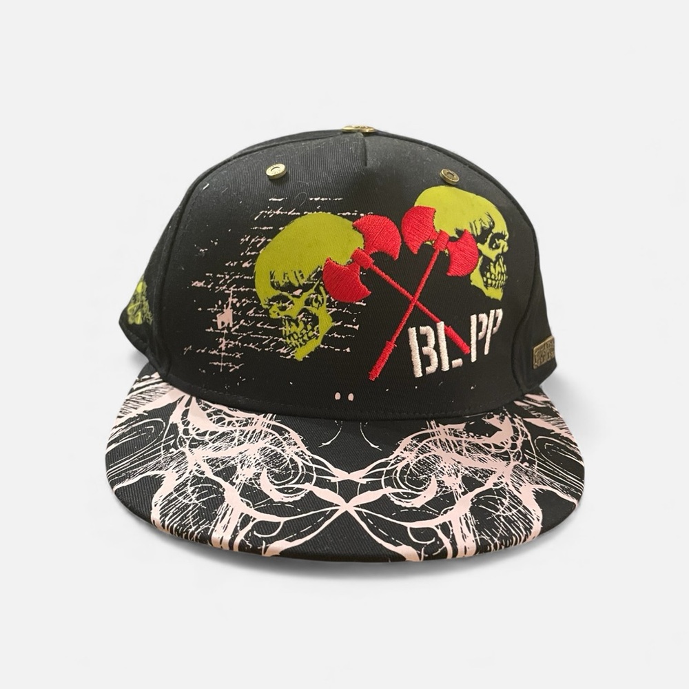 Black Label Graphic Skull Hat - Black, Yellow, Red